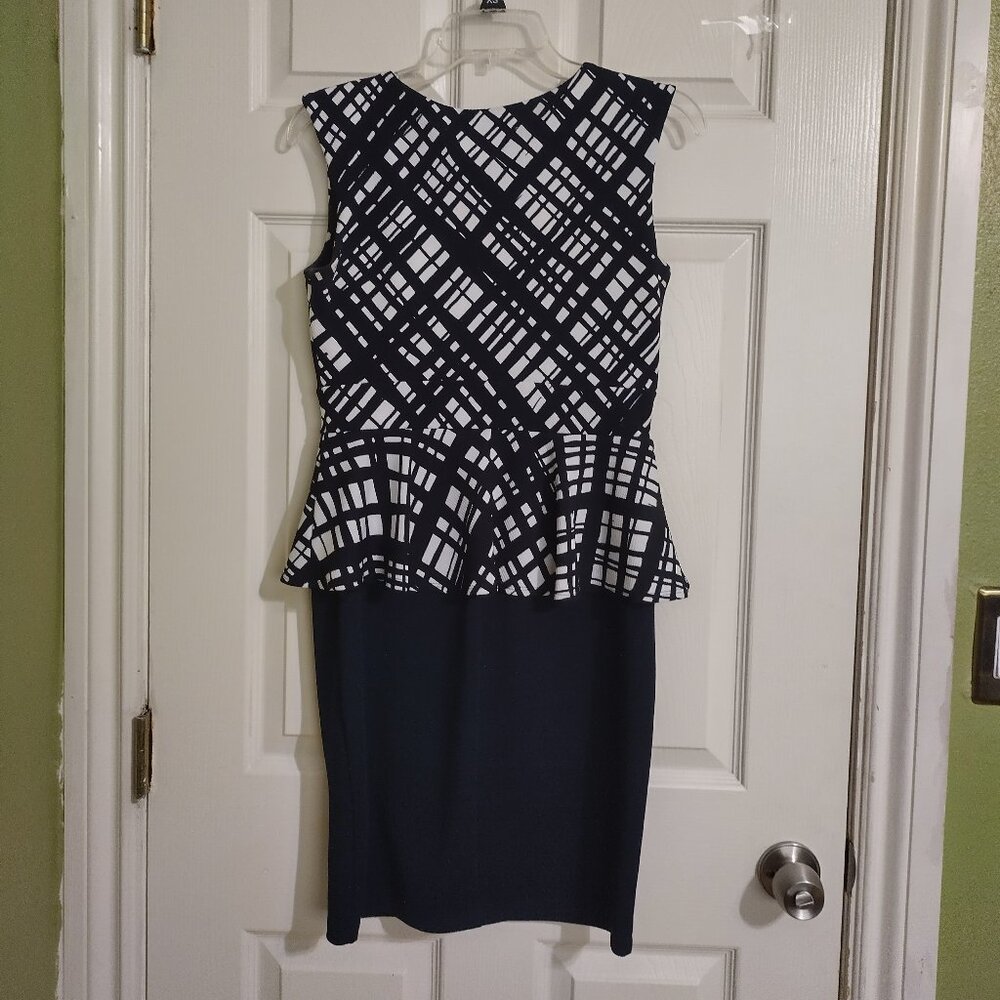Blue and White Geometric Dress